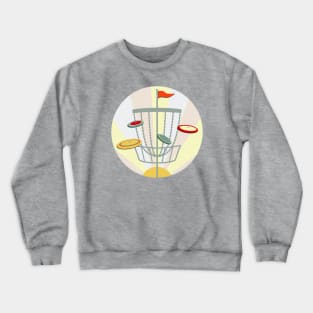 Disc Golf Basket Sunset Crewneck Sweatshirt